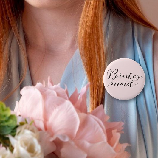 Bridesmaid Script Calligraphy Weddenschap Bridal P Ronde Button 5,7 Cm