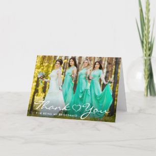 Bridesmaid Script Heart Foto: Dank je vette Kaart