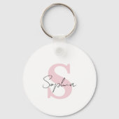 Bridesmaid Script Name and Pink Initial Monogram Sleutelhanger (Achterkant)