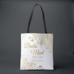 Bridesmaid Simple Élégant Sac fourre-tout de maria<br><div class="desc">Ces sacs fourre-tout sont conçus comme des faveurs ou des cadeaux pour les domestiques mariages. Grand sac de swag à remplir avec des faveurs et des cadeaux. Coordonné avec notre Gold Foil Elegant Wedding Suite et est entièrement personnalisable. Le design simple comprend du texte en or avec une bordure florale...</div>