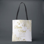 Bridesmaid Simple Élégant Sac fourre-tout de maria<br><div class="desc">Ces sacs fourre-tout sont conçus comme des faveurs ou des cadeaux pour les domestiques mariages. Grand sac de swag à remplir avec des faveurs et des cadeaux. Coordonné avec notre Gold Foil Elegant Wedding Suite et est entièrement personnalisable. Le design simple comprend du texte en or avec une bordure florale...</div>