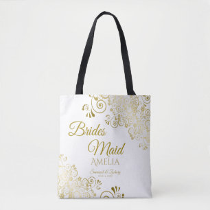 Bridesmaid Simple Elegant Wedding Canvas tas White
