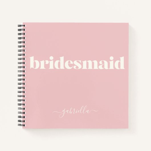 Bridesmaid Simple Minimalist Moderne Name Blush Notitieboek (Voorkant)