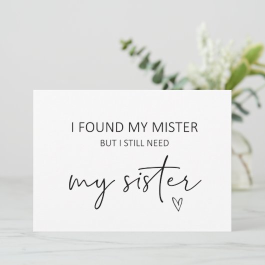 Bridesmaid Sister Voorstel Flat Kaart (Staand voorkant)