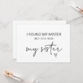 Bridesmaid Sister Voorstel Flat Kaart (Voorkant / Achterkant in situ)