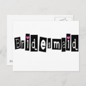 Bridesmaid (Sq Blk) Briefkaart (Voorkant / Achterkant)