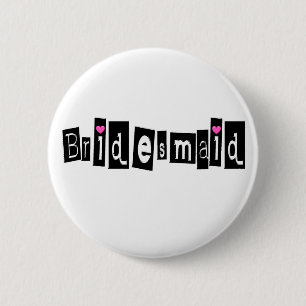 Bridesmaid (Sq Blk) Ronde Button 5,7 Cm