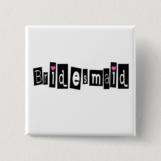 Bridesmaid (Sq Blk) Vierkante Button 5,1 Cm (Voorkant)