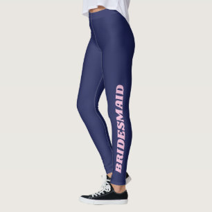 Bridesmaid Squad Bachelorette Party Blue Lettering Leggings