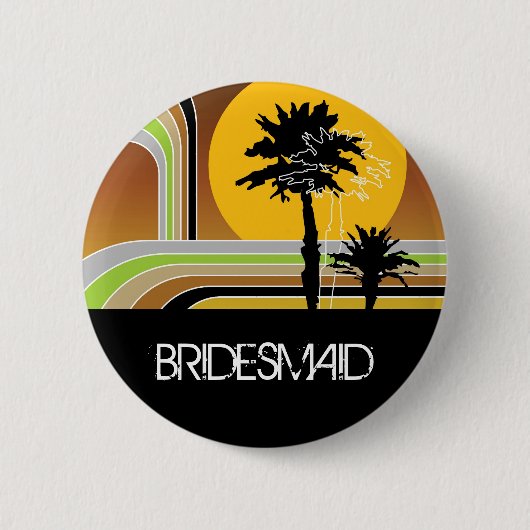 BRIDESMAID Summer Palm Trees Sunset Wedding Button (Voorkant)