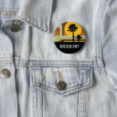 BRIDESMAID Summer Palm Trees Sunset Wedding Button (In situ)