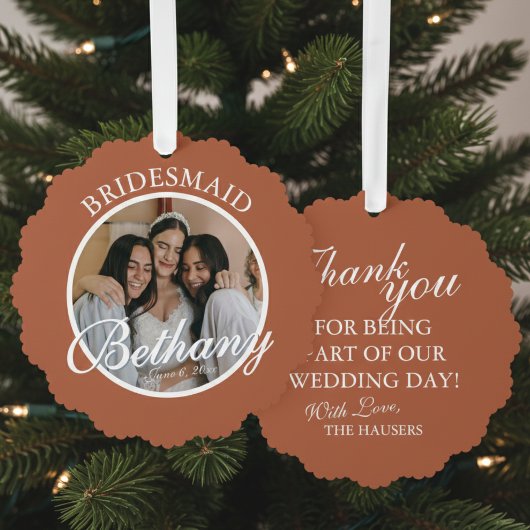 Bridesmaid Thank You Keepsake Wedding Ornament Kaart