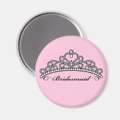 Bridesmaid Tiara Magnet (arrière - plan rose) (Recto/Verso)