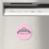 Bridesmaid Tiara Magnet (arrière - plan rose) (In Situ (Lave-vaisselle))