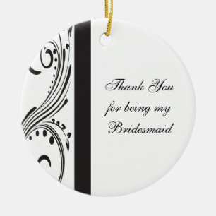 Bridesmaid van zwarte en witte zwepen Dank je Keramisch Ornament