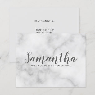 Bridesmaid-voorstel Elegant Marble Script Kaart