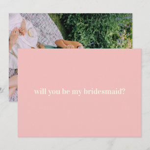 Bridesmaid-voorstel in Blush met foto op achterzij Notitiekaartje