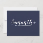 Bridesmaid-voorstel | Modern Script Navy Blue Kaart (Voorkant)