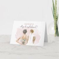 Bridesmaid Voorstel Roze Waterverf Aangepaste naam