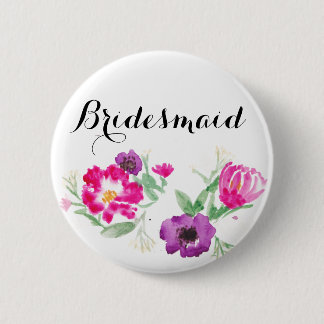 Bridesmaid Waterverf Flowers Button