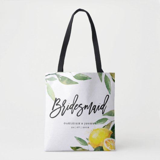 Bridesmaid Waterverf Lemon Wedding Canvas tas (Voorkant)
