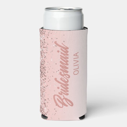 Bridesmaid Weddenschap Roos Gold Glitter Script (Seltzer Voorkant)