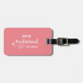 Bridesmaid Wedding Favor Name of Monogram Script Bagagelabel (Voorkant horizontaal)