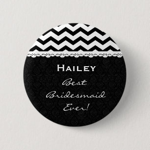 Bridesmaid Wedding Party CHEVRONS Lace V13 Ronde Button 5,7 Cm