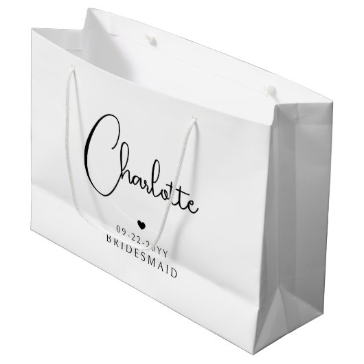 Bridesmaid Wedding Simple Modern Script Name Groot Cadeauzakje (Voorkant Gekanteld)