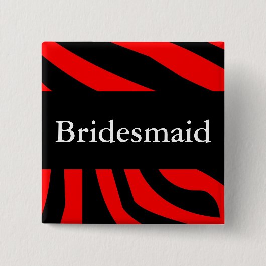 Bridesmaid Zebra Wedding Button (Voorkant)