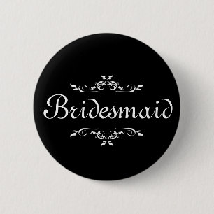 Bridesmaid (zwart/wit) ronde button 5,7 cm