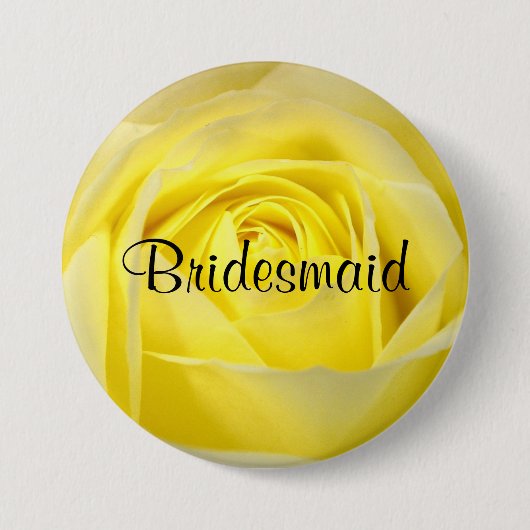 Bridesmaïde, Gele Rose Ronde Button 7,6 Cm (Voorkant)