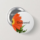 Bridesmaïde: Gerbera Daisy in Tangerine Ronde Button 5,7 Cm (Voorkant /achterkant)