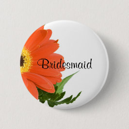 Bridesmaïde: Gerbera Daisy in Tangerine Ronde Button 5,7 Cm