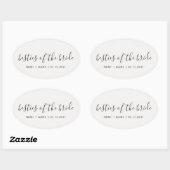 Bridesmaïde kalligrafie Besties van de Bride Ovale Sticker (Vel)