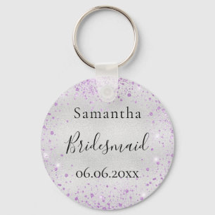Bridesmaïde zilverviolet spargel elegante naam sleutelhanger