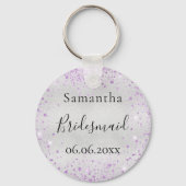 Bridesmaïde zilverviolet spargel elegante naam sleutelhanger (Achterkant)