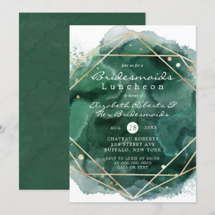 Bridesmaids de peinture verte et or Invitations de
