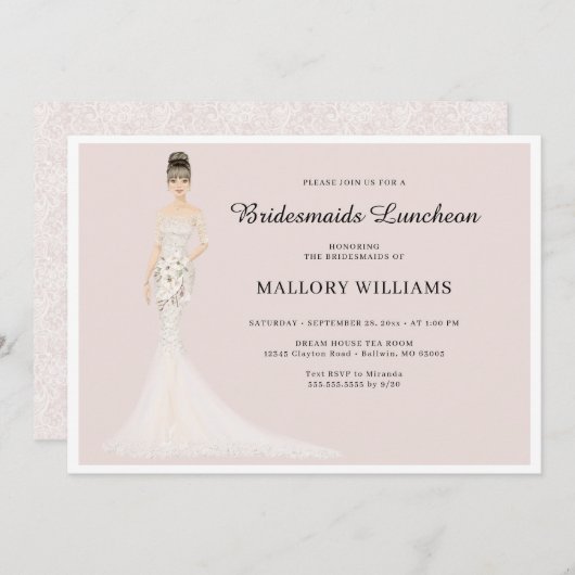 Bridesmaids Luncheon Mode Bride Invitation Kaart (Voorkant / Achterkant)