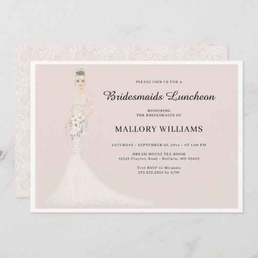 Bridesmaids Luncheon Mode Bride Invitation Kaart (Voorkant / Achterkant)