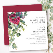 Bridesmaids Luncheon Red Rose en Eucalyptus Kaart