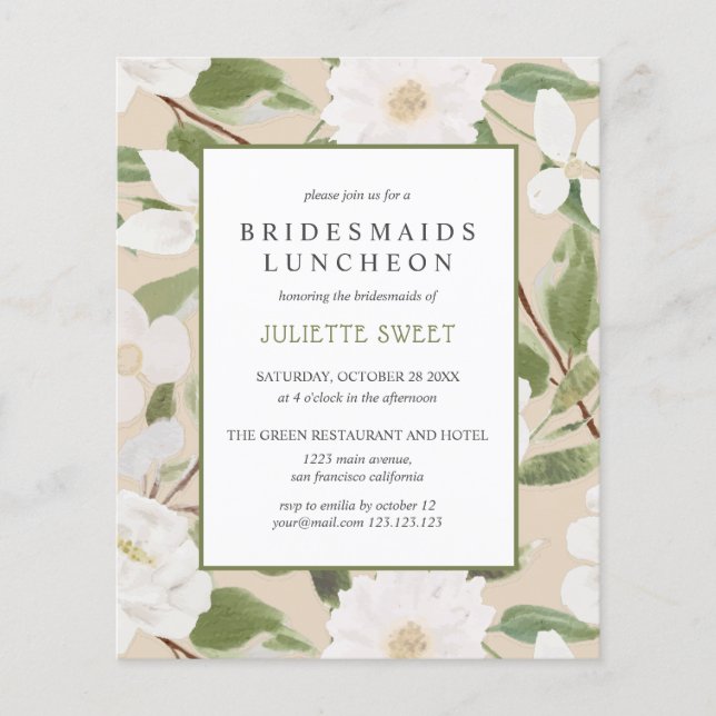 Bridesmaids Luncheon | Witte bloemen bladeren ivoo (Voorkant)