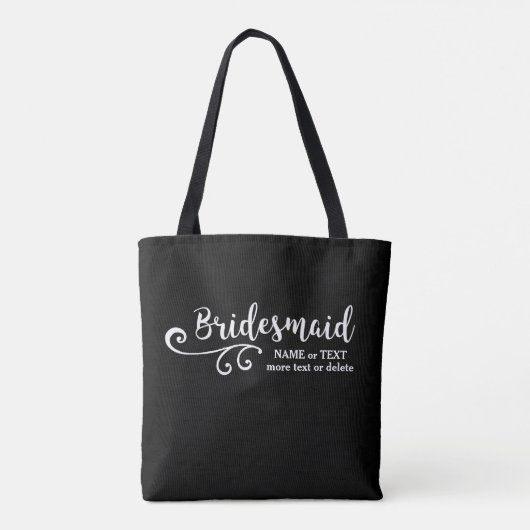 Bridesmaids Wedding Canvas tas | Fun Swirl-script (Achterkant)