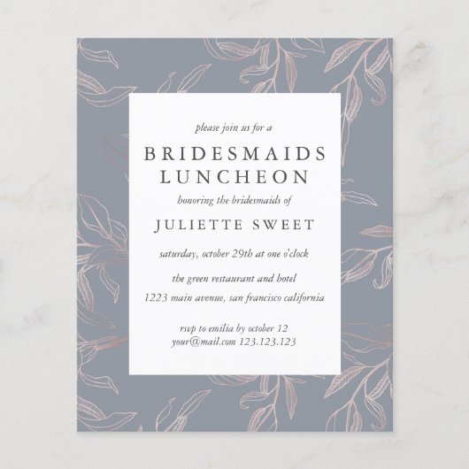 Bridesmaitres du budget déjeuner Rose gris Feuille (Devant)