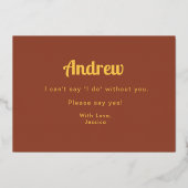 Bridesman Proposition Brown Gold Foil Invitation (Verso)