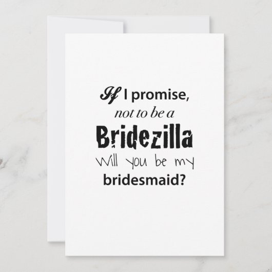 Bridezilla - Bruidsmeisje Uitnodiging (Voorkant)