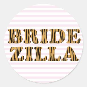 Bridezilla   Roze strips en trekkers Ronde Sticker