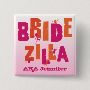 Bridezilla (S) Vierkante Button 5,1 Cm