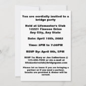 Bridge Game Event nodigt Sjabloon vier kaartuitgan Kaart (Achterkant)