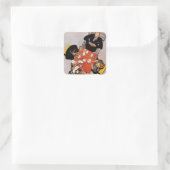 Bridge Game van Norman Rockwell Vierkante Sticker (Tas)